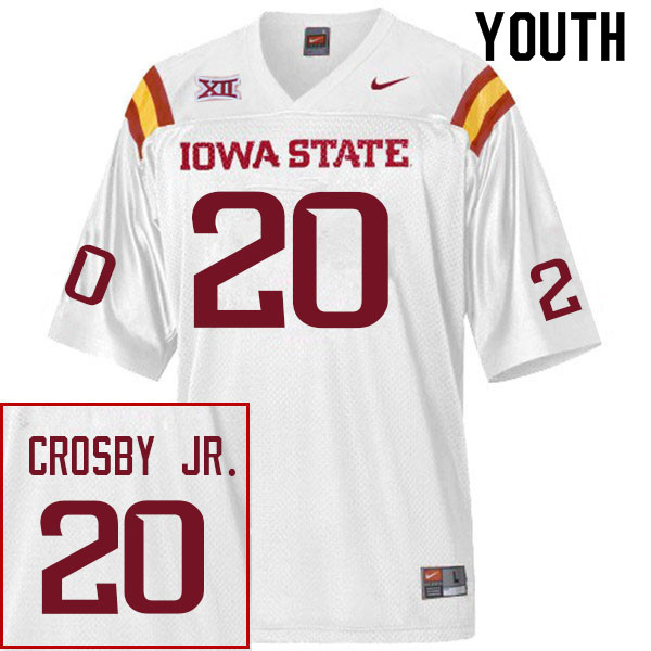 Youth #20 Terrell Crosby Jr. Iowa State Cyclones College Football Jerseys Sale-White - Click Image to Close